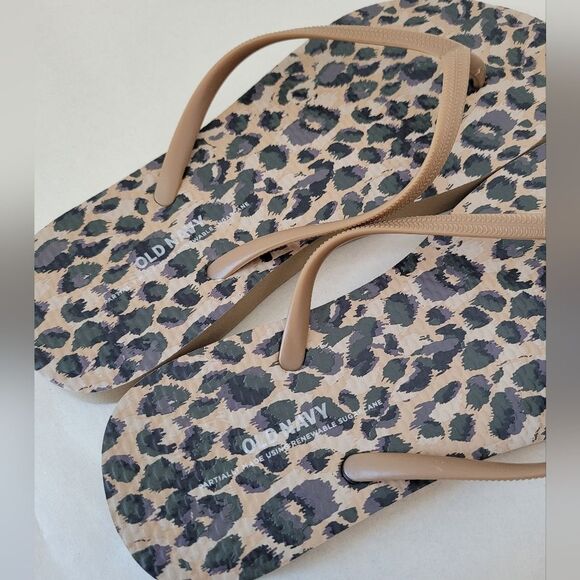 Old Navy Sandals Flip Flops Animal Print Thong Casual Beach Pool Vacation 6 - Picture 6 of 7